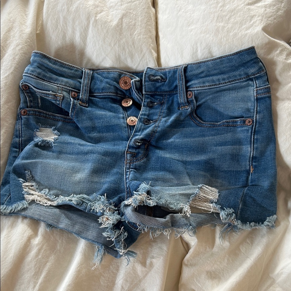 American Eagle Distressed Blue Denim Shorts